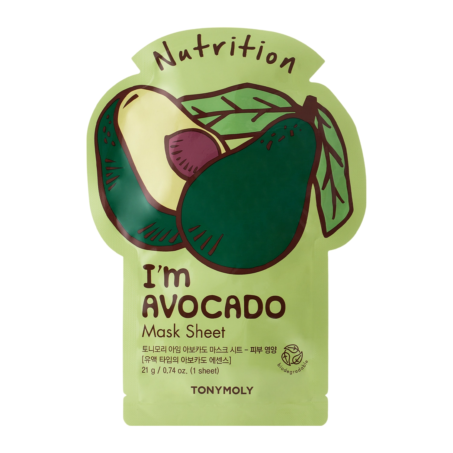 TonyMoly - I`m Real Avocado Mask Sheet Nutrition - Vyživujúca plátienková maska - 1ks / 21ml